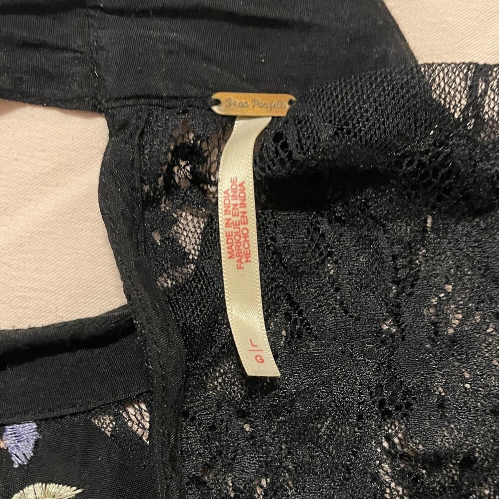 Sold!! Free People Black Lace Top with Floral Embroidery - Picture 6 of 12